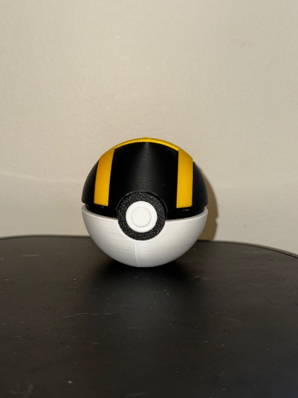 Black and Yellow Striped Monster Sphere Display – 3D Printed Ultra Catch Orb